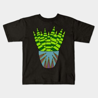 Cute Cactus Design #171: Succulent Bunch In A Triangle-Patterned Pot Kids T-Shirt